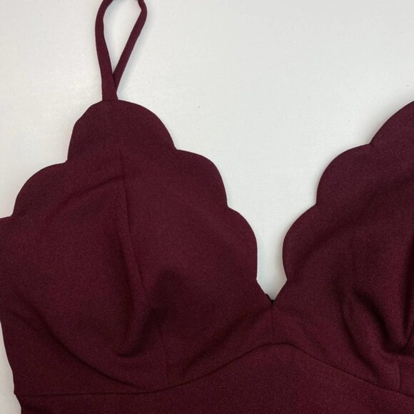 NWT Speechless Women's Juniors Scalloped V-Neck High Low Dress Sz 7 Wine - Picture 3 of 5